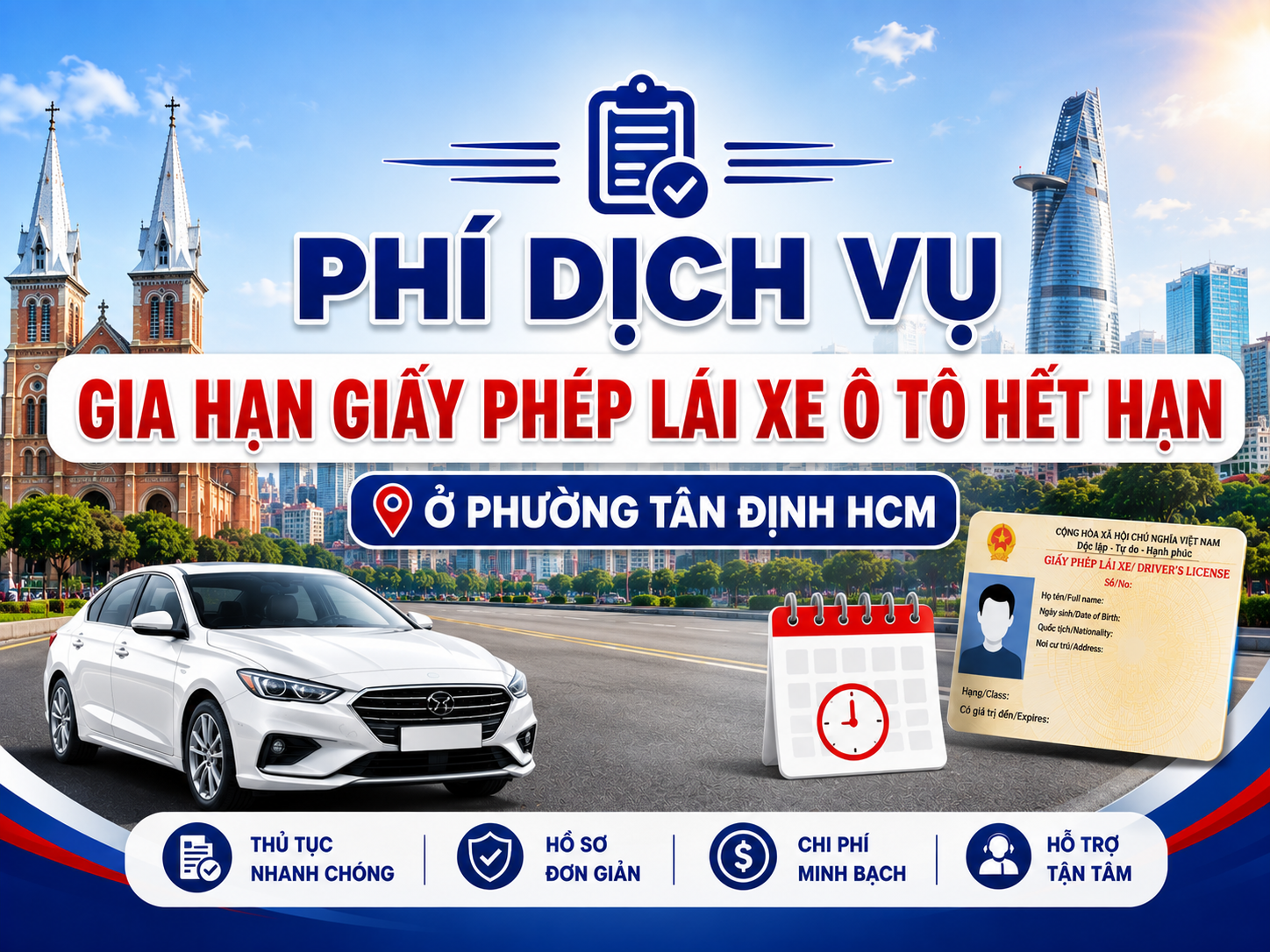 Phí Dịch Vụ Gia Hạn Giấy Phép Lái Xe Ô Tô Hết Hạn Ở Phường Tân Định HCM 1